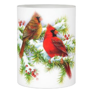 Winter Cardinals LED Candle