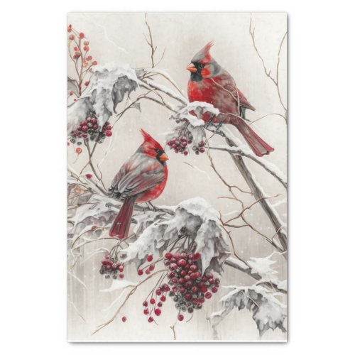 Winter cardinals tissue paper