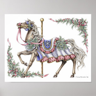 Winter Carousel Horse Poster