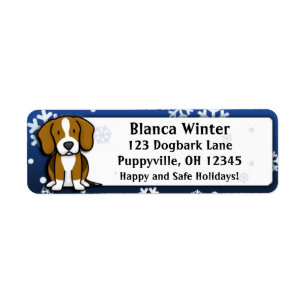 Winter Cartoon Beagle Label