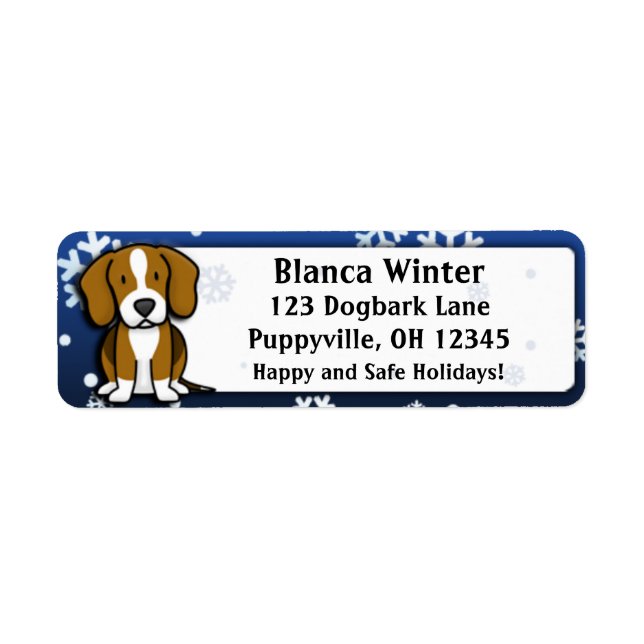 Winter Cartoon Beagle Label (Front)