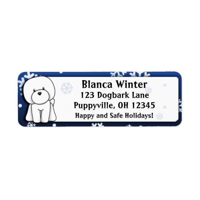 Winter Cartoon Bichon Frise Label (Front)