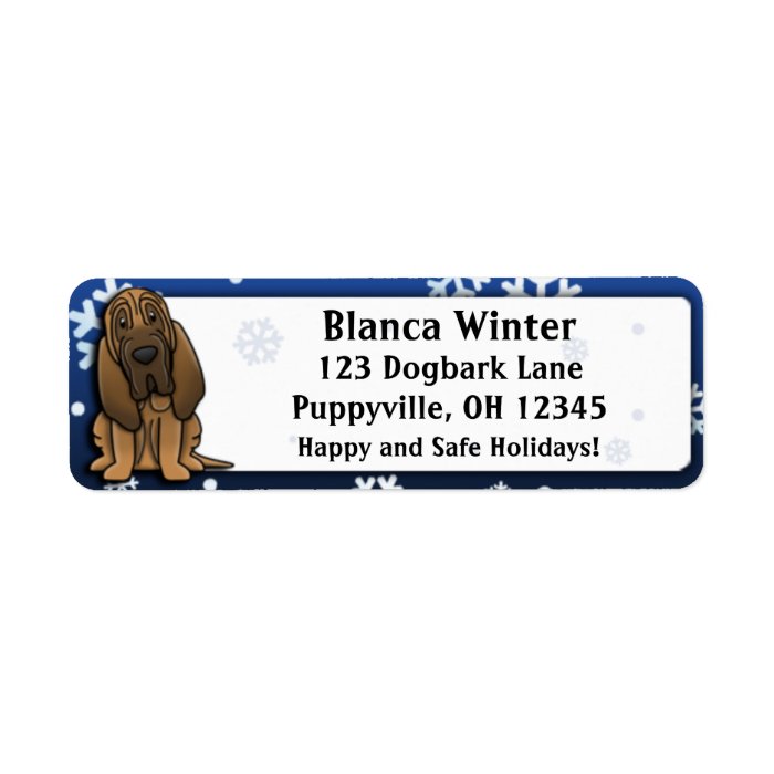 Winter Cartoon Bloodhound Custom Return Address Labels