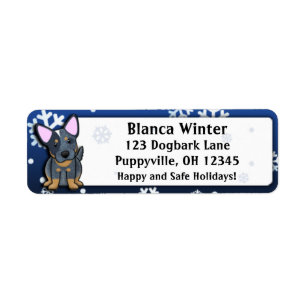 Winter Cartoon Blue Heeler Label