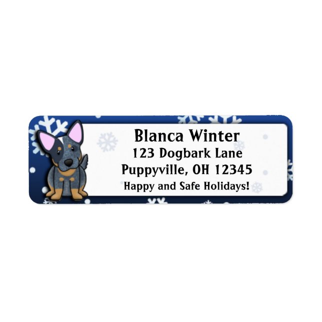 Winter Cartoon Blue Heeler Label (Front)