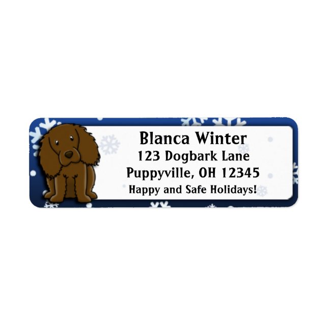 Winter Cartoon Boykin Spaniel Label (Front)