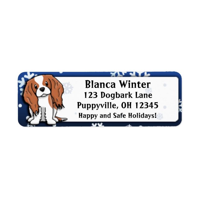 Winter Cartoon Cavalier King Charles Spaniel Label (Front)