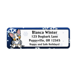 Winter Cartoon Merle Cardigan Welsh Corgi Label