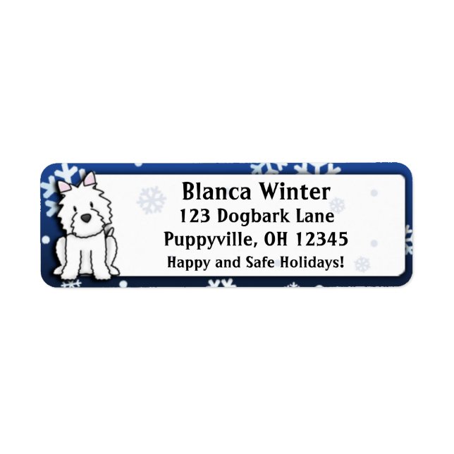 Winter Cartoon Westie Label (Front)