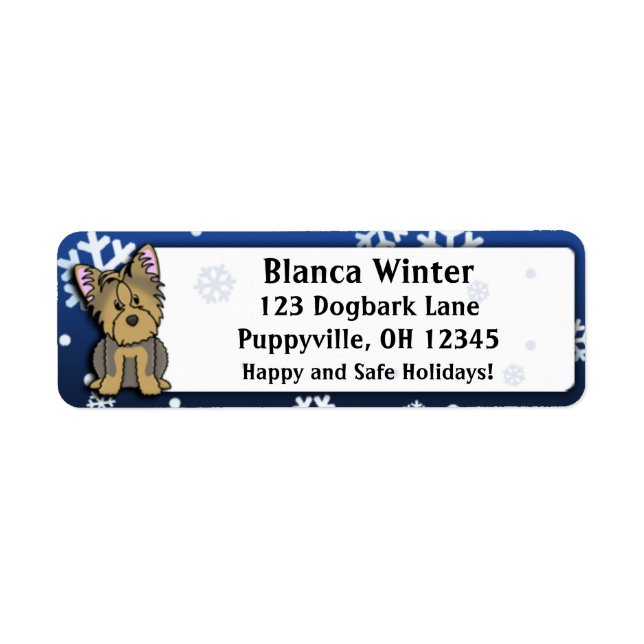 Winter Cartoon Yorkie Label (Front)