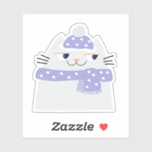 Winter Cat Sticker Cute Snow Kawaii