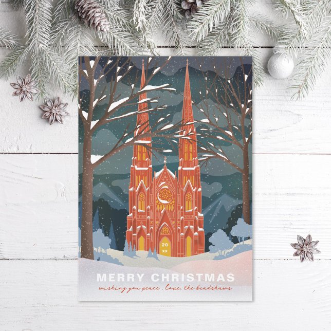 Winter Cathedral Illustrated Christmas Holiday Card (Creator Uploaded)