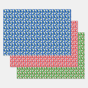 Winter Cats Wrapping Paper Flat Sheet Set of 3