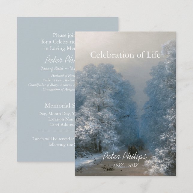 Winter Celebration of Life 2 Funeral Announcement (Front/Back)