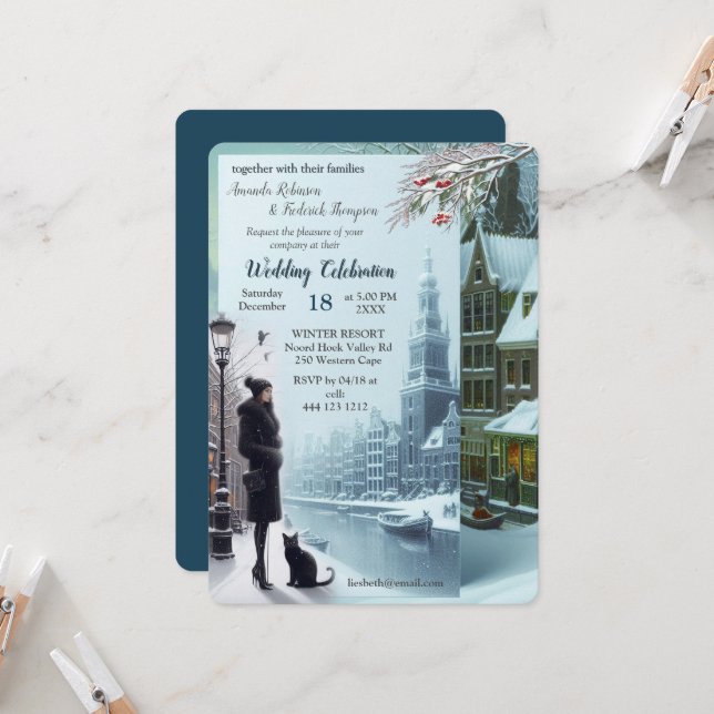 Winter Celebrations in Amsterdam Invitation (Front/Back In Situ)