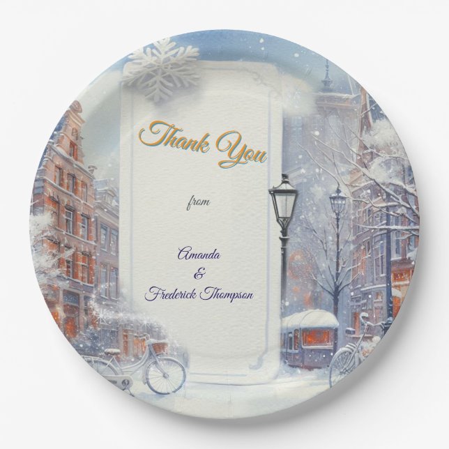 Winter Celebrations in Amsterdam Paper Plates (Front)