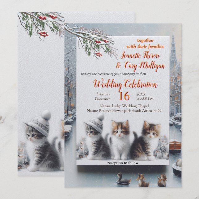 Winter Celebrations in the Snow, or in the Sun.  Invitation (Front/Back)