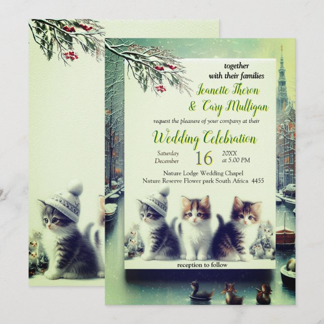 Winter Celebrations in the Snow, or in the Sun.  Invitation (Front/Back)