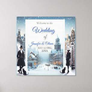 Winter Celebrations in the Snow, with Kittens Canvas Print