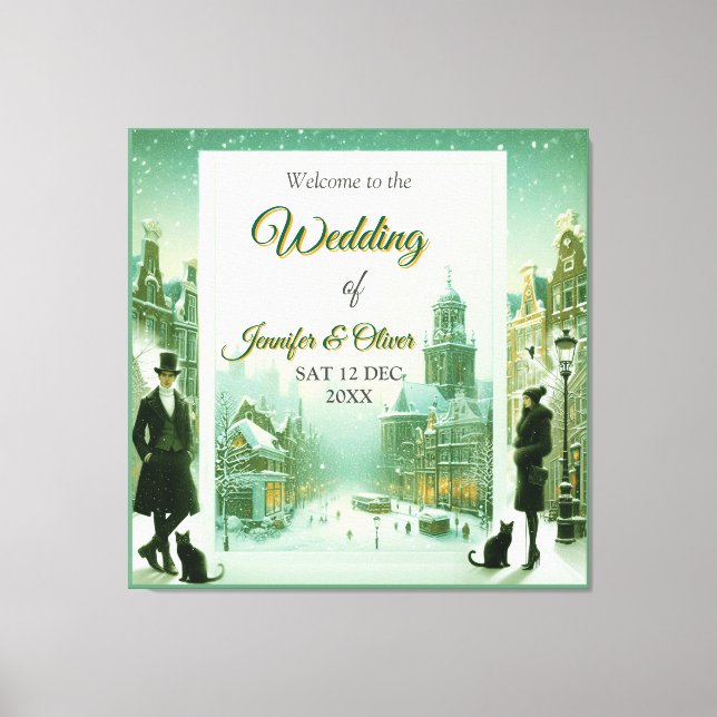 Winter Celebrations in the Snow, with Kittens Canvas Print (Front)