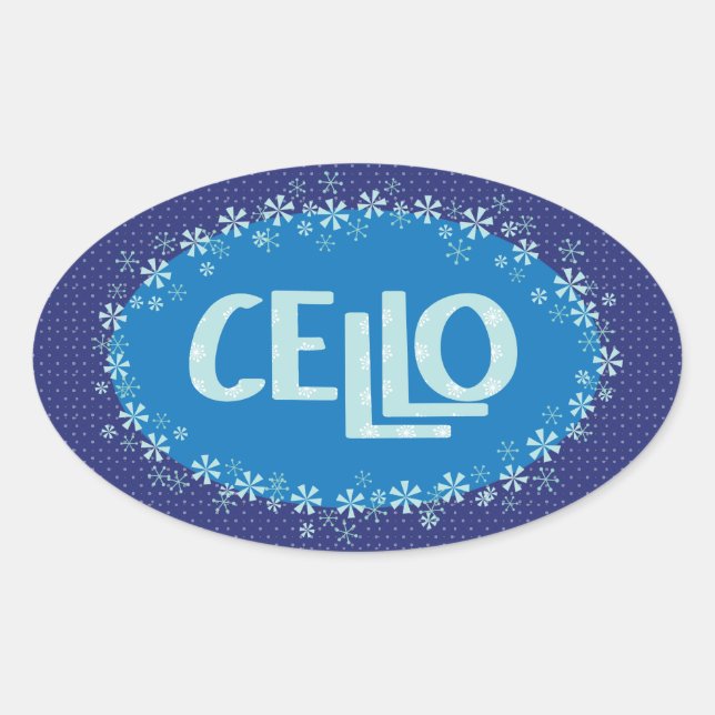 Winter Cello Oval Sticker (Front)