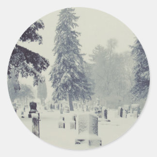 Winter Cemetery Classic Round Sticker