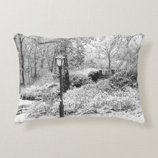 Winter Central Park Landscape Decorative Pillow (Front)