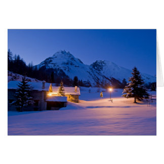 Winter chalets sunrise cards