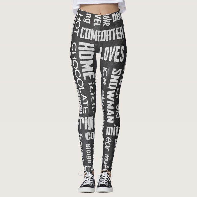 winter chalkboard collage leggings (Front)