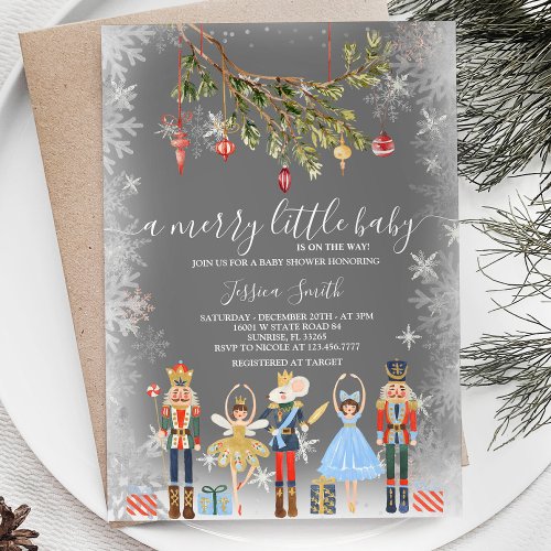 Winter Chalkboard Merry Little Baby Holiday Party Invitation