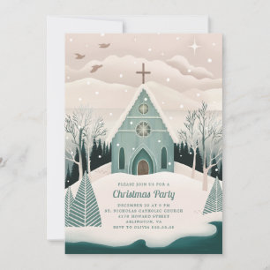 Winter Chapel Religious Christmas Church Party Holiday Card