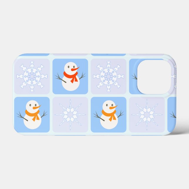 Winter checkered pattern snowman and snowflakes Case-Mate iPhone case (Back (Horizontal))