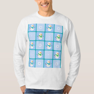 Winter checkered pattern snowman and snowflakes T-Shirt