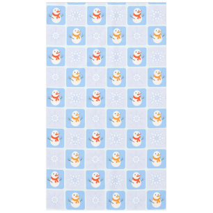 Winter checkered pattern snowman and snowflakes tablecloth