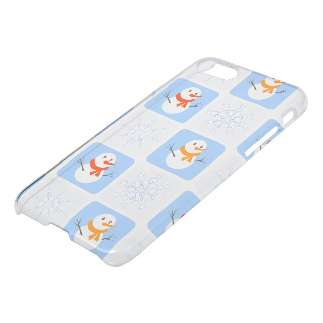 Winter checkered pattern snowman and snowflakes uncommon iPhone case (Bottom)