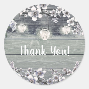 Winter Cherry Blossom Branches & Lanterns Wedding Classic Round Sticker