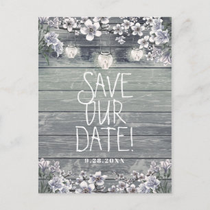 Winter Cherry Blossom & Lanterns Save The Date Announcement Postcard