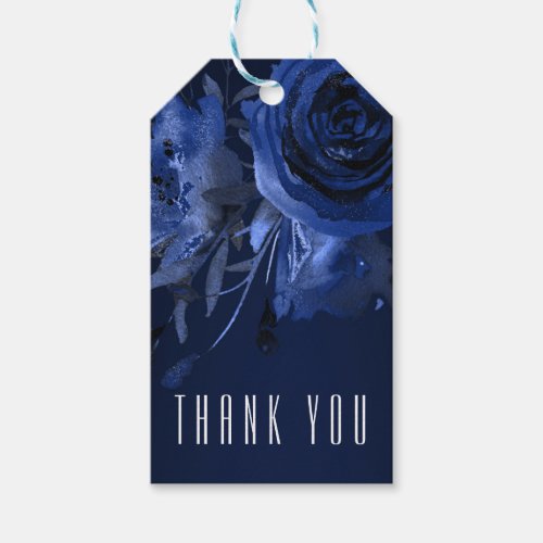 Winter Chic Floral Blue Rose Bold Wedding Favor Gift Tags