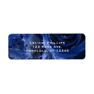 Winter Chic Floral Blue Rose Bold Wedding Modern Label