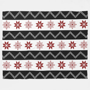 Winter Chic Red White + Black Zigzag Blanket