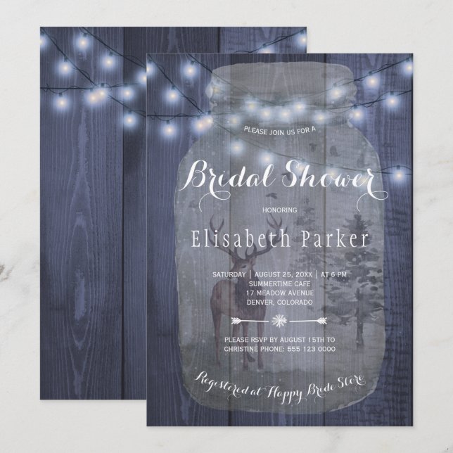 Winter Chic Rustic Barn Wood Bridal Shower Invitation (Front/Back)