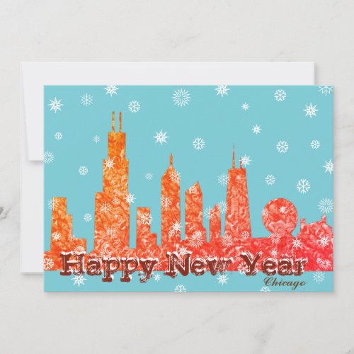 Winter Chicago Skyline Holiday card
