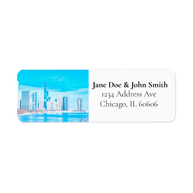 Winter Chicago Skyline Return Address Labels (Front)
