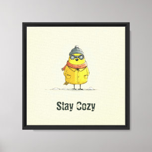 Winter Chick – Cute Cozy Animal Art Canvas Print