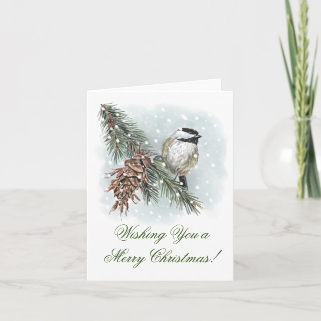 Winter Chickadee Christmas Card (Front)