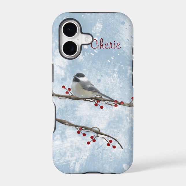 Winter Chickadee Iphone Case (Back)