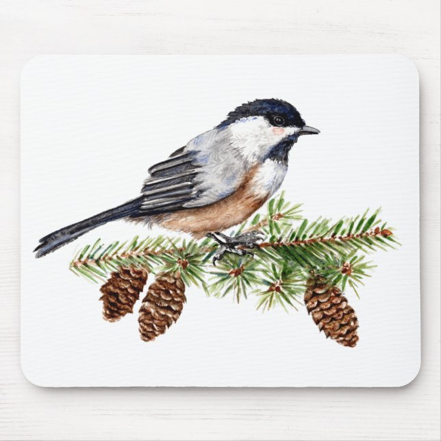 Winter Chickadee Mouse Pad (Front)