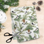 Winter Chickadee Pine Branch Christmas Pattern Tissue Paper<br><div class="desc">Perfect for decoupage,  crafts,  and holiday gift wrapping,  this Christmas pattern features cute chickadees perched on pine boughs,  for a watercolor woodland country theme.
*If you would like design tweaks or want the design on more products,  please contact me through Zazzle.</div>