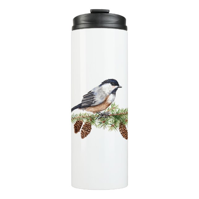 Winter Chickadee Thermal Tumbler (Front)