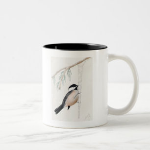 winter chickadee Two-Tone coffee mug